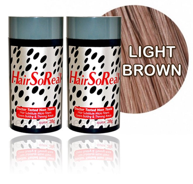 HSR, HairSoReal Hair Building Fibers 2 Packs - Light Brown 28g