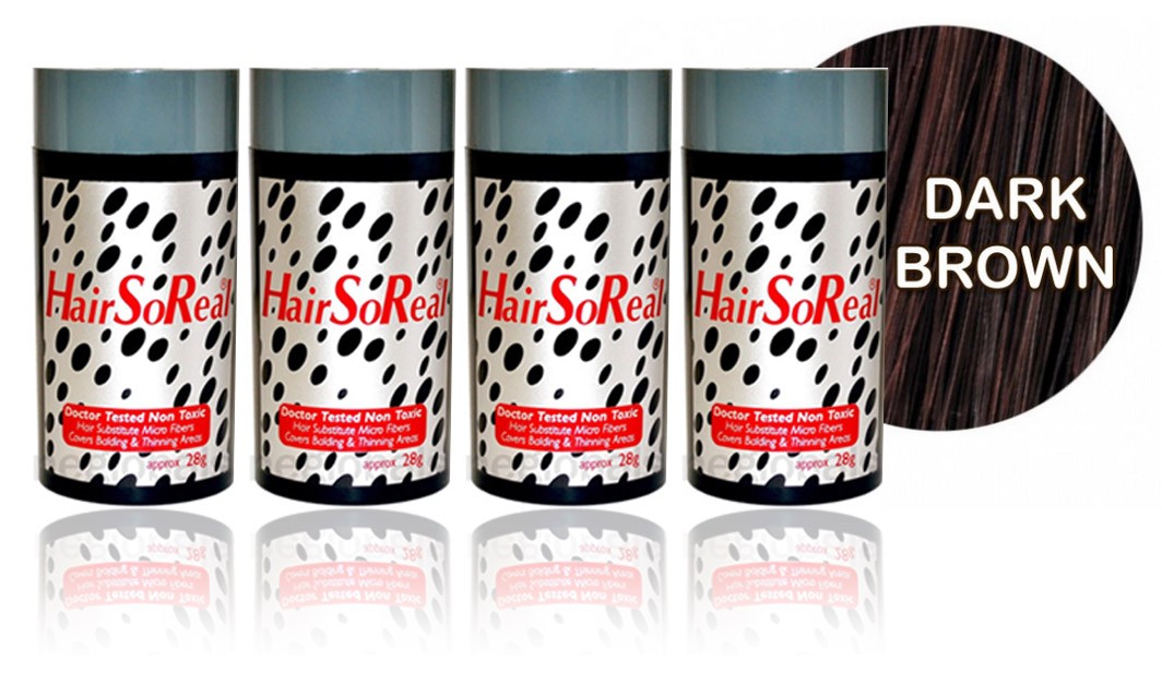 HSR, HairSoReal Hair Building Fibers 4 Packs - Dark Brown 28g