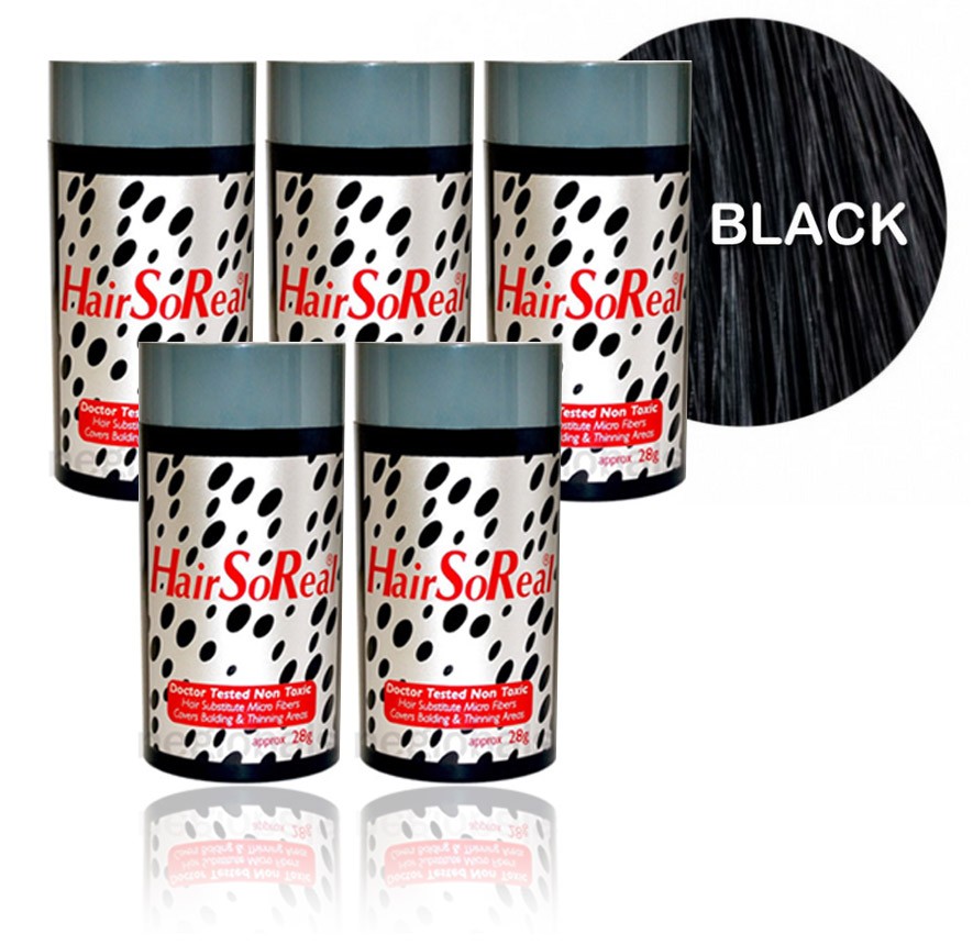 HSR, Hair So Real Hair Building Fibers 5 Packs - Black 28
